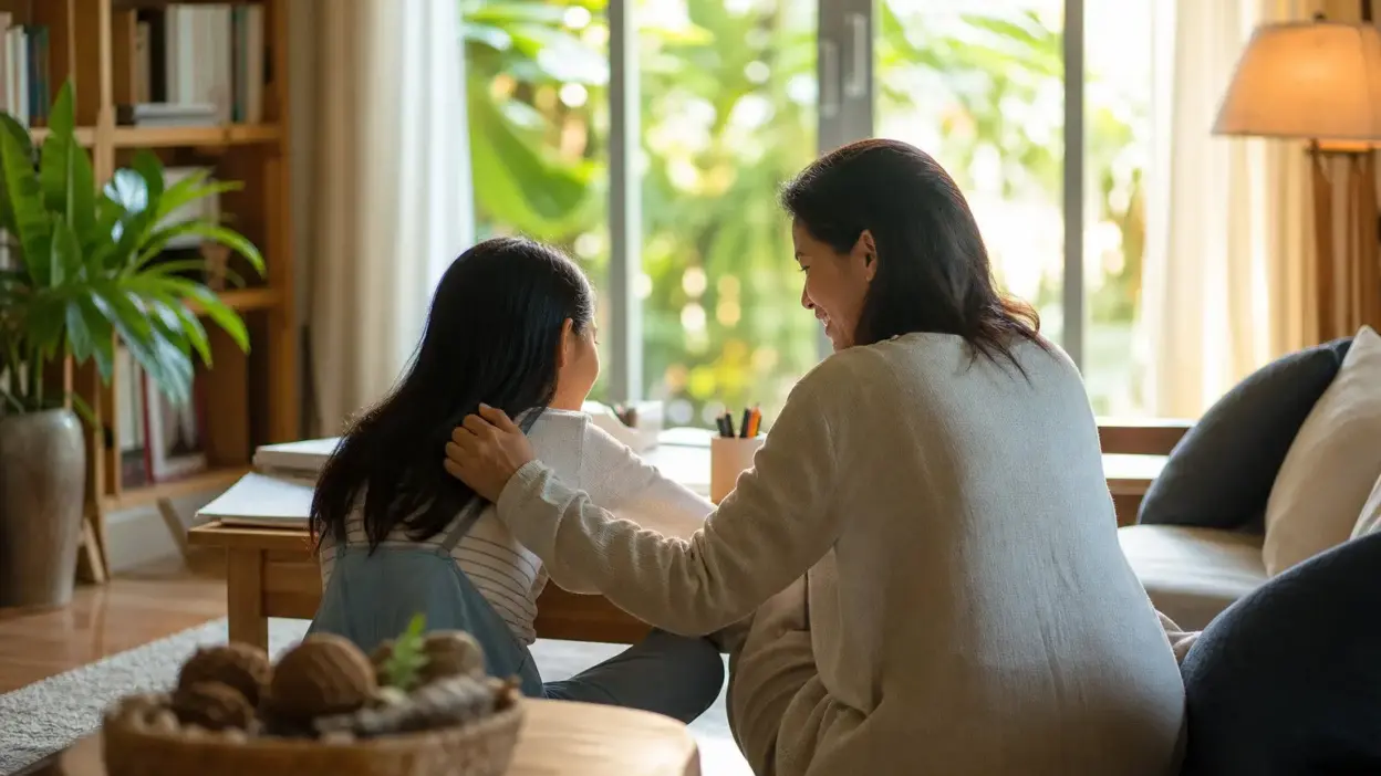 Orang tua menerapkan parenting modern dengan berdiskusi hangat bersama remaja tentang tekanan prestasi dan stres belajar