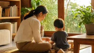Orang tua berdiskusi hangat dengan anak sepulang sekolah untuk mendukung perkembangan anak dalam pengasuhan sehari-hari