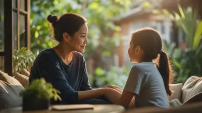 Orang tua berdiskusi hangat dengan remaja tentang pilihan tidak pacaran di sekolah dari sudut psikologi anak remaja