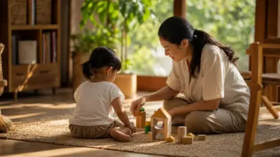 Orang tua membaca buku bersama anak di ruang keluarga sebagai dukungan tumbuh kembang anak dan kesiapan belajar dari rumah