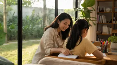 Orang tua mendengarkan cerita anak remaja tentang pengalaman di sekolah untuk mendukung tumbuh kembang anak dan kesehatan mentalnya